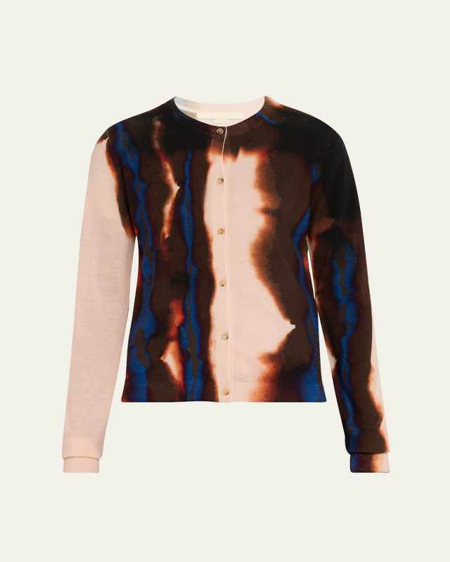Burned Striped Wool Cardigan